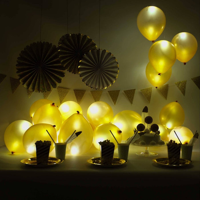 15ct Gold LED Light Up Balloons - illooms95