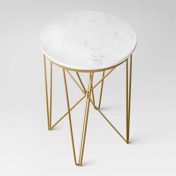 Marble Top Round Table Gold - Project 62 (LOCAL PICKUP ONLY)