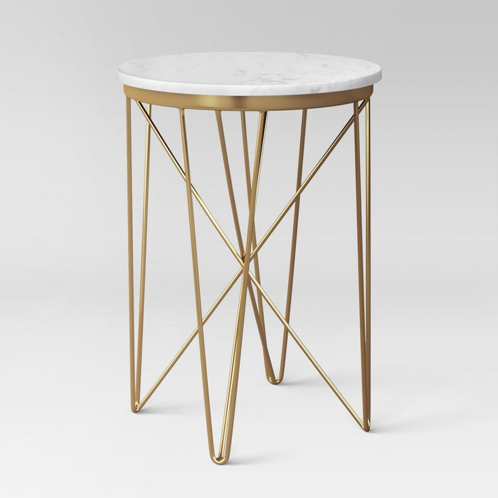 Marble Top Round Table Gold - Project 62 (LOCAL PICKUP ONLY)