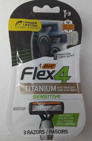 BIC Flex4 Titanium Sensitive Men's Disposable Razors - 3ct