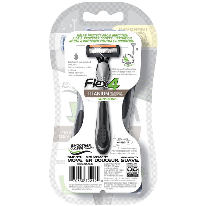 BIC Flex4 Titanium Sensitive Men's Disposable Razors - 3ct