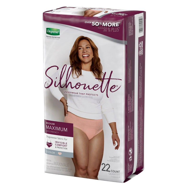 Depend Silhouette Incontinence Underwear for Women - Maximum Absorbency - Medium - Pink - 22ct