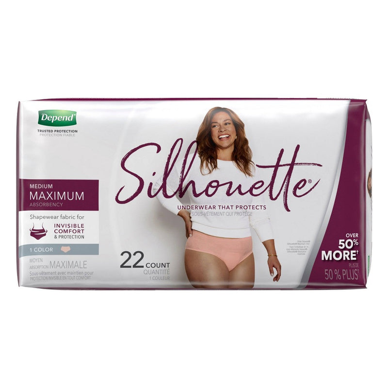 Depend Silhouette Incontinence Underwear for Women - Maximum Absorbency - Medium - Pink - 22ct