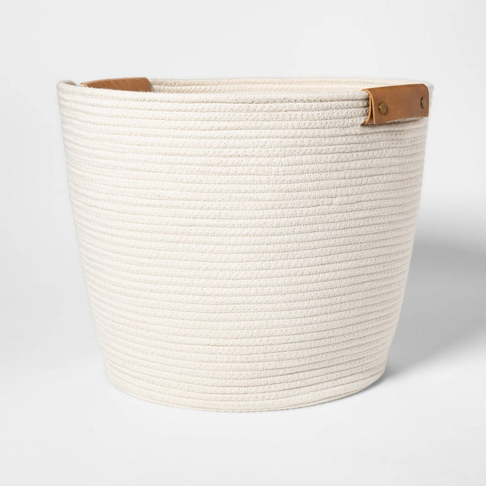 Decorative Coiled Rope Floor Basket White - Threshold