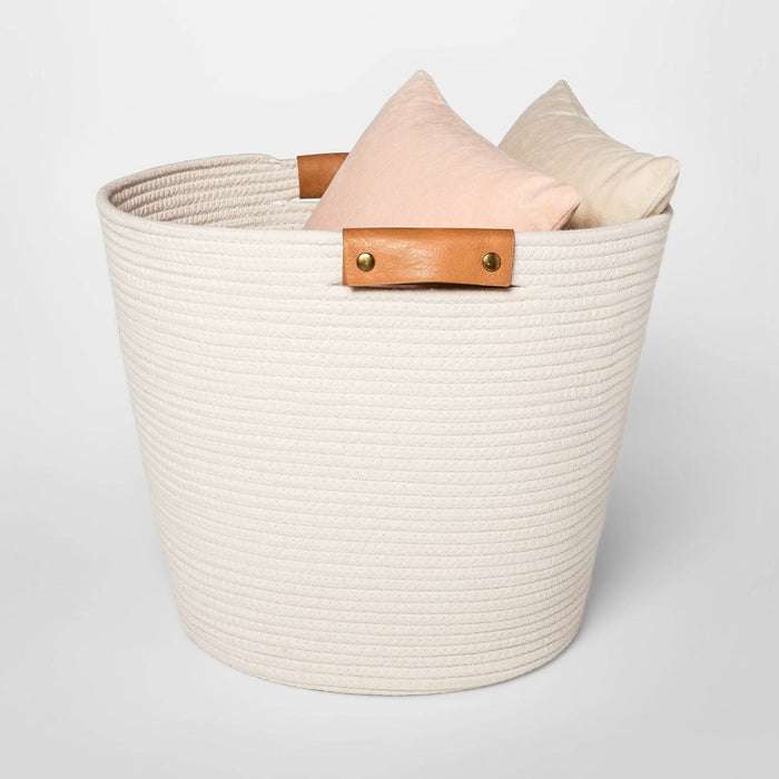 Decorative Coiled Rope Floor Basket White - Threshold