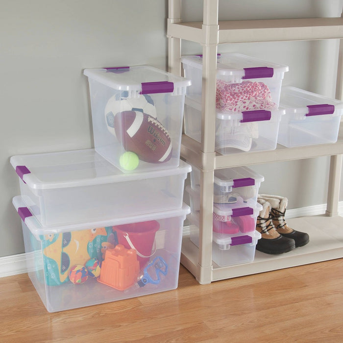 Sterilite 66qt ClearView Latch Box Clear with Purple Latches