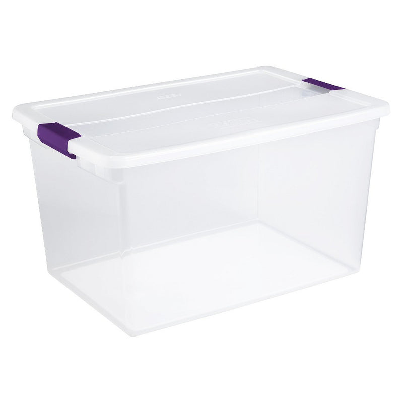 Sterilite 66qt ClearView Latch Box Clear with Purple Latches (LOCAL PICKUP ONLY)