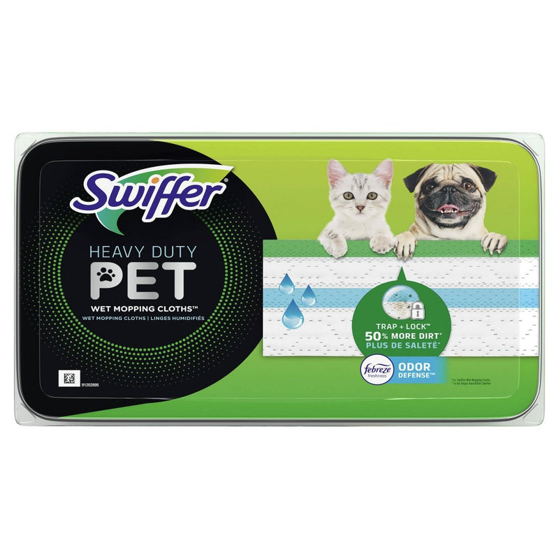 Swiffer Sweeper Pet Heavy Duty Multi-Surface Wet Cloth Refills for Floor Mopping and Cleaning Fresh scent -  20ct