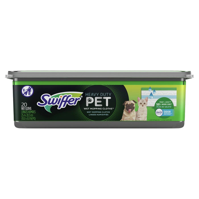 Swiffer Sweeper Pet Heavy Duty Multi-Surface Wet Cloth Refills for Floor Mopping and Cleaning Fresh scent -  20ct