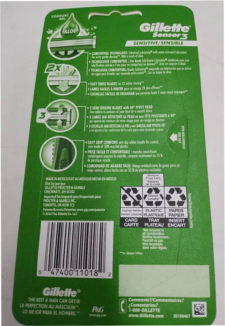 Gillette Sensor3 Sensitive Men's Disposable Razors - 8ct