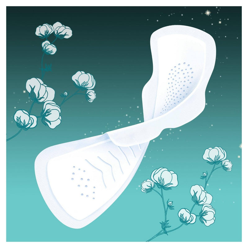 Always Extra Heavy Overnight Pure Cotton Pads with Wings - Size 5 - 18ct