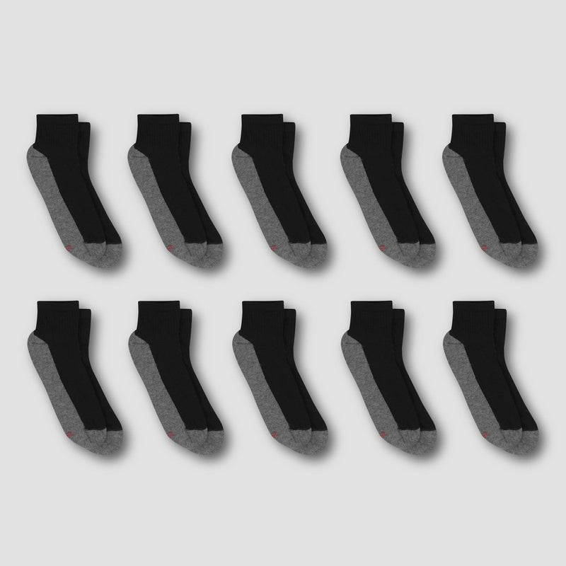 Men's Hanes Premium 10Pk Black Ankle Socks