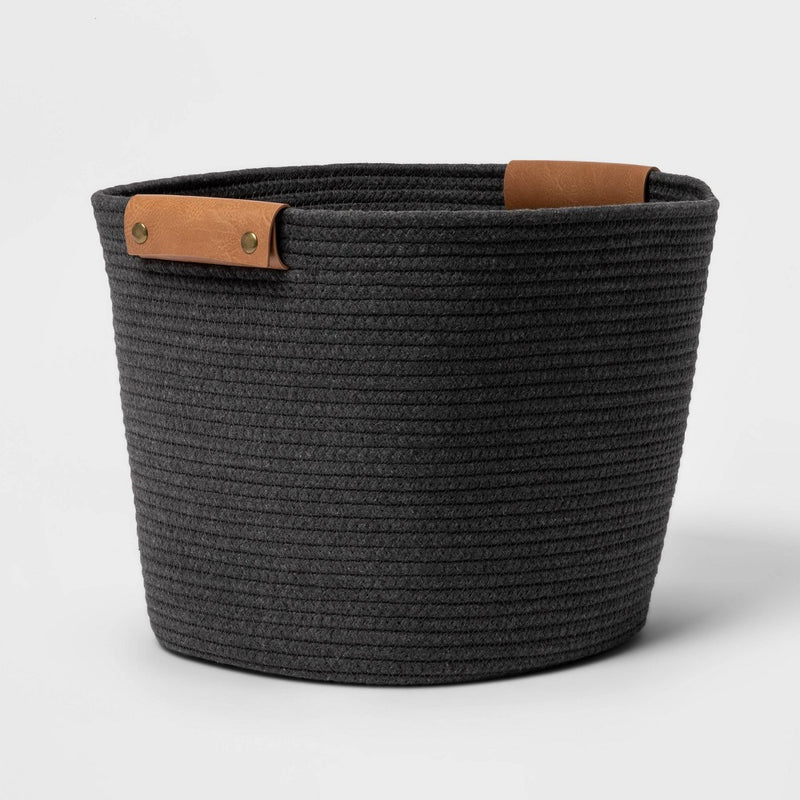 13" Medium Coiled Rope Warm Gray Charcoal - Threshold