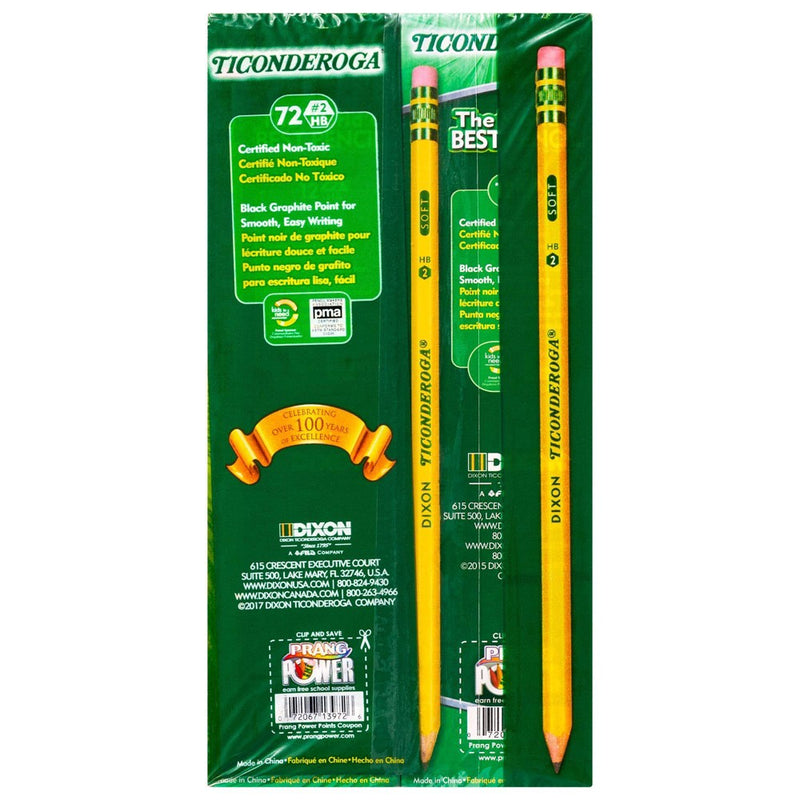 72ct Ticonderoga Wood #2 Pencil Yellow