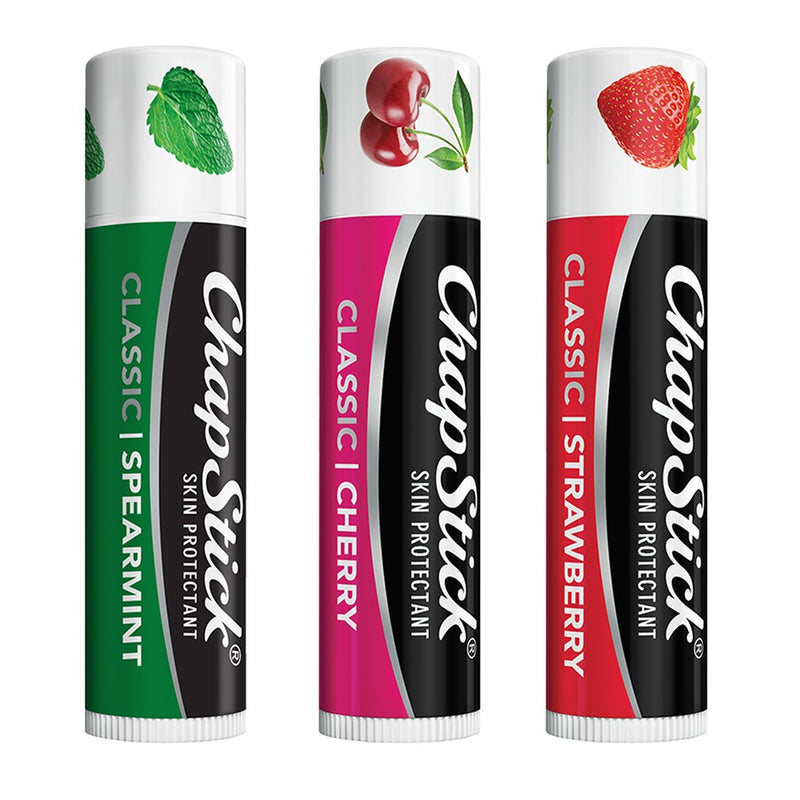 Chapstick Classic Variety Pack Lip Balm - Cherry, Strawberry, & Spearmint - 3ct/0.45oz