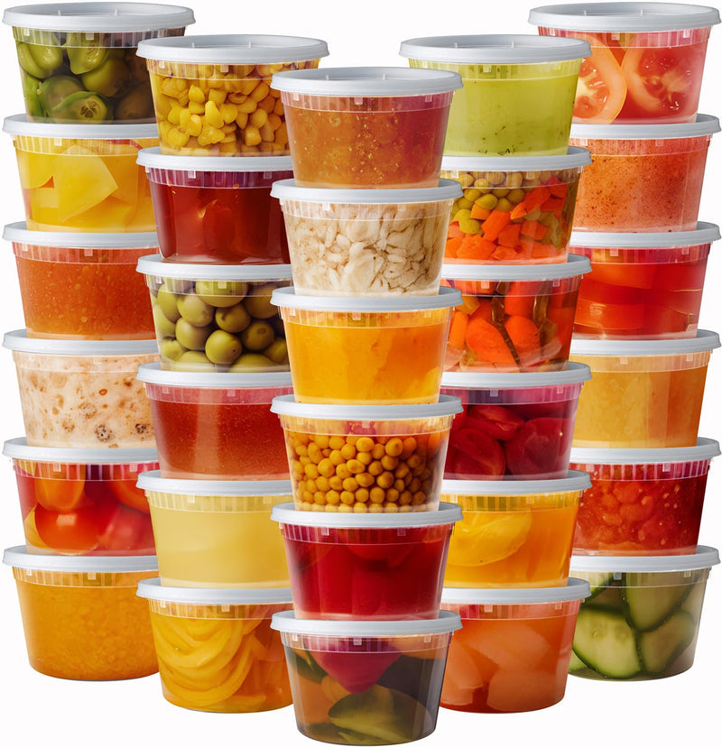 Pantry Value [16 Oz. - 48 Count Plastic Food Storage Deli Containers With Lids, Disposable Containers With Lids - Perfect For Storing Soups, Sauces, And Snacks