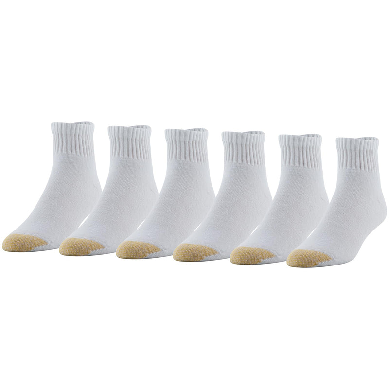 GOLDTOE Men's 656P Cotton Ankle Athletic Socks, Multipairs, White (6-Pairs), Large
