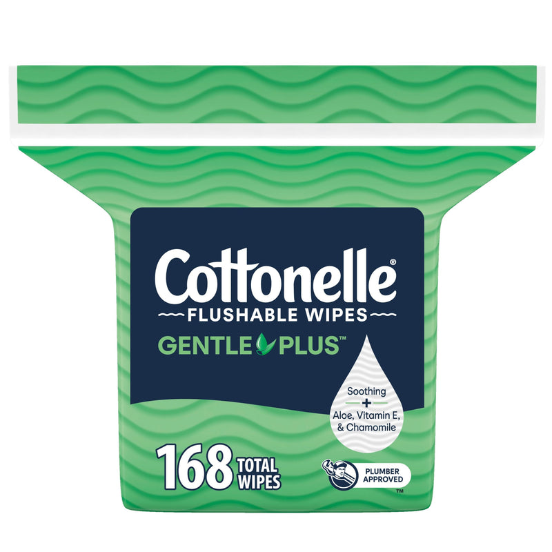 Cottonelle Gentleplus Flushable Wet Wipes With Aloe & Vitamin E, 1 Refill Pack, 168 Wipes Per Pack, Packaging May Vary
