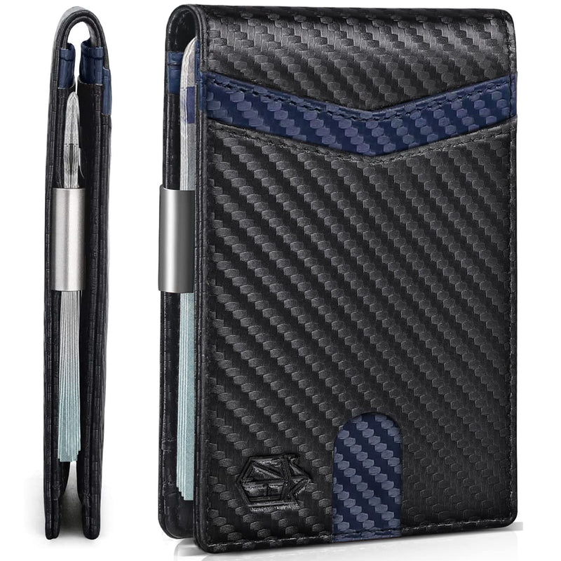 Zitahli Money Clip Wallets For Men,Slim Bifold Wallet 10-12 Cards, Mens Leather Wallet With ID Window,RFID Blocking Thin Minimalist Credit Card Holder,Gifts For Him