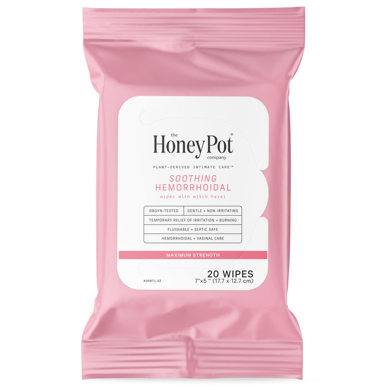 The Honey Pot Company - Soothing Witch Hazel Feminine & Hemorrhoid Wipes - Postpartum Essentials - Pregnancy Must Haves - Ph Balanced - Flushable Hemorrhoid Treatment - Fill Post Partum Kit - 20Ct