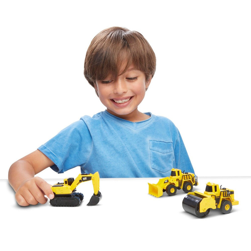 CAT Metal 3pk Wheel Loader/ Excavator and Steam Roller