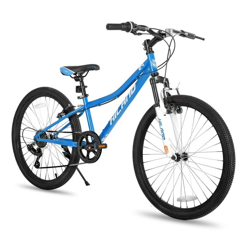 HH HILAND 24 Inch Mountain Bike For Kids Age 7-15 Year Old, Front Suspension Fork Kids' Bicycles For Boys Girls Blue (LOCAL PICKUP ONLY)