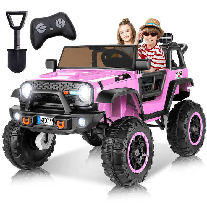 Hikole 24V Ride On Car For Kids,2 Seater Electric Truck With Remote Control, 4X100w Powerful Engine, 4WD/2WD Switchable, LED Headlight & Music Player, Battery Powered Ride On Toys For Boys Girls, Pink (LOCAL PICKUP ONLY)