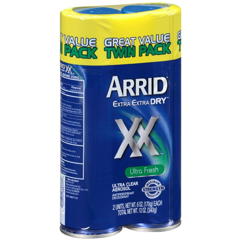Arrid XX Extra Extra Dry Ultra Clear Aerosol Antiperspirant & Deodorant Ultra Fresh Twin Pack - 6oz/2pk