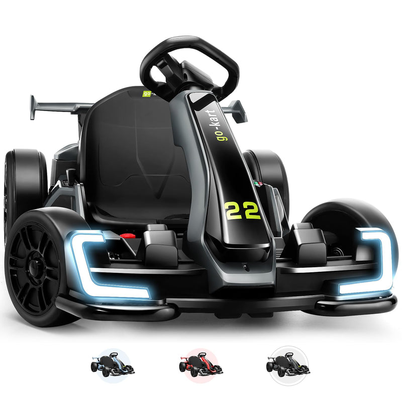 Hikole Electric Go Kart For Kids, 24V Go Cart With Adjustable Seat, Drift Mode, Fast 300W Motor, 8.5 MPH, EVA Tires, Gift For Kids Ages 6-8-10-12-14 Years Old, Black (LOCAL PICKUP ONLY)
