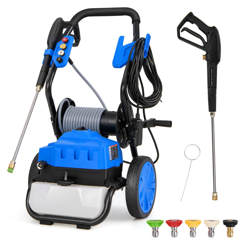 COSTWAY Electric Pressure Washer, Max 2300 PSI 1.8 GPM High-Pressure Cleaner With 5 Nozzles, Foam Spray & Hose Reel, Portable Power Washer With 35 Ft Power Cord & 20 Ft Hose For Cars, Fences (LOCAL PICKUP ONLY)