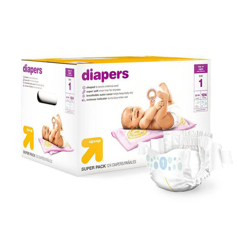 Diapers Super Pack Size 1 - 124ct - up & up