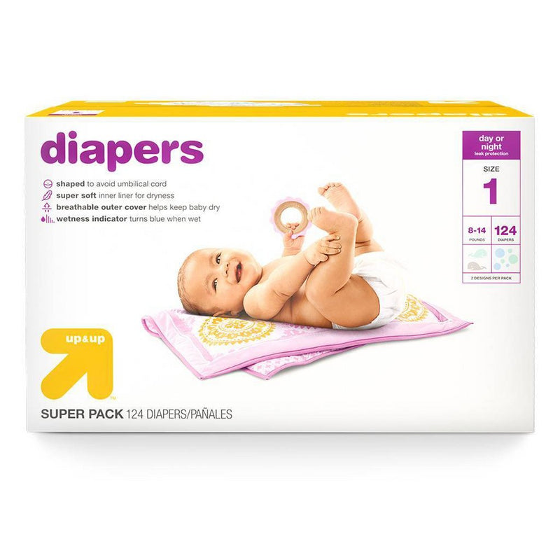 Diapers Super Pack Size 1 - 124ct - up & up
