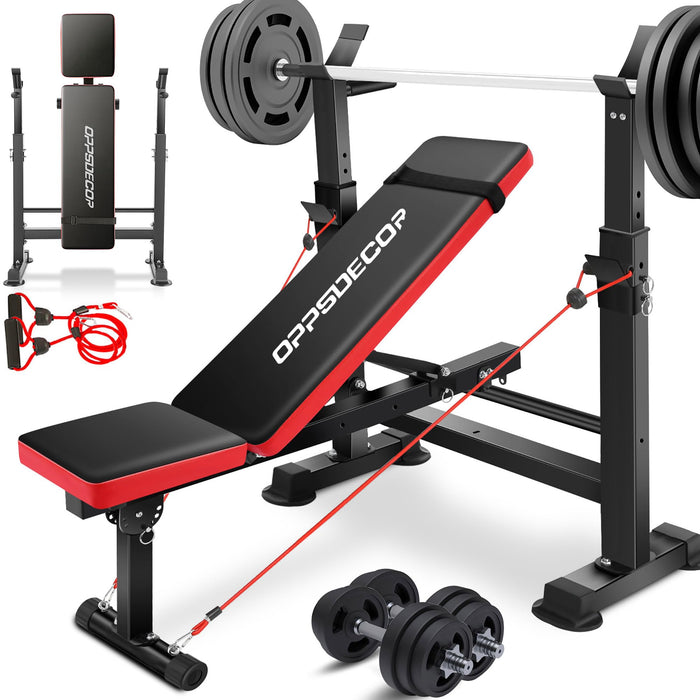 OPPSDECOR 660Lbs 6 In 1 Weight Bench Set With Squat Rack Adjustable Workout Bench With Leg Developer Preacher Curl Rack Fitness Strength Training For Home Gym (LOCAL PICKUP ONLY)