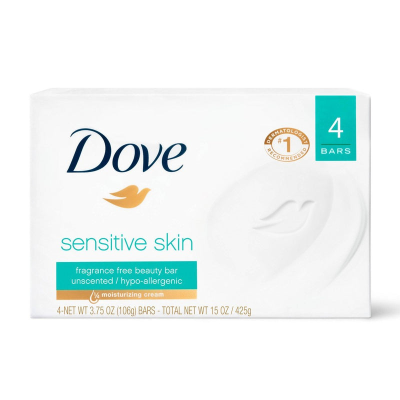 Dove Sensitive Skin Unscented Beauty Bar Soap - 4pk - 3.75oz each