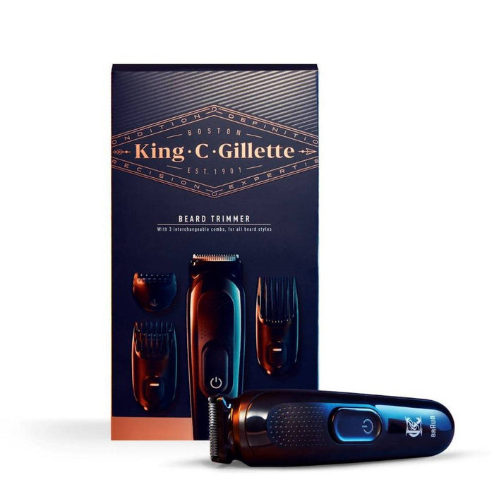 King C. Gillette Men's Cordless Beard Trimmer + 3 Interchangeable Combs *NEW*