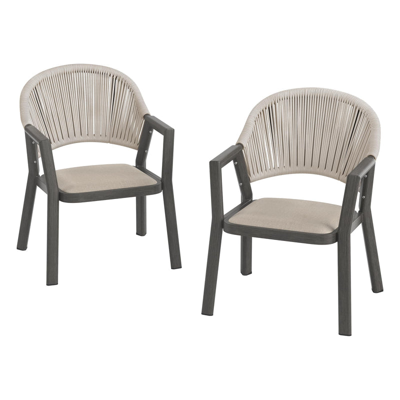 -SINGLE CHAIR-Cozyman Patio Dining Chairs, Aluminum Outdoor Dining Chairs With Wicker Back, Modern Rattan Dining Chair For Table, Beige Almond (LOCAL PICKUP ONLY)