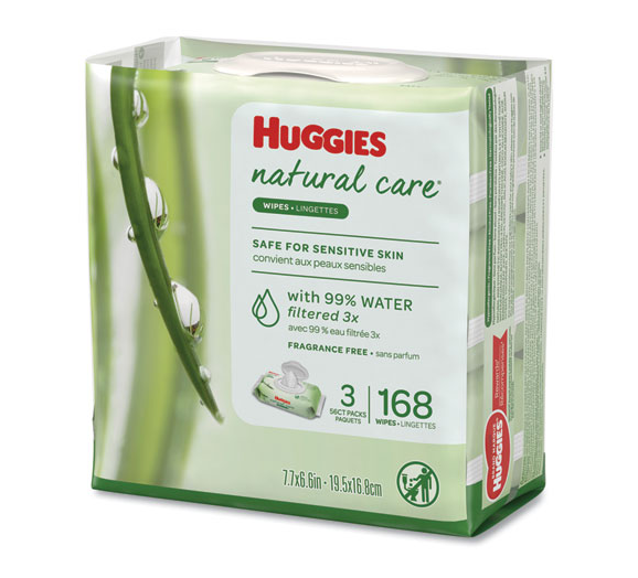 Huggies Natural Care Baby Wipes, Unscented, White, 56/Pack, 3-Pack/Box