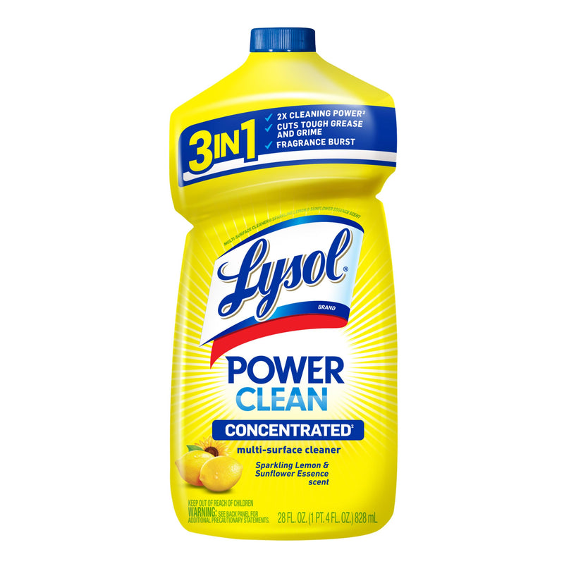Lysol Power Clean Multi-Surface Cleaner, 2X Concentrated Pour, Sparkling Lemon & Sunflower Essence Scent, 28 Fl Oz (Packaging May Vary)