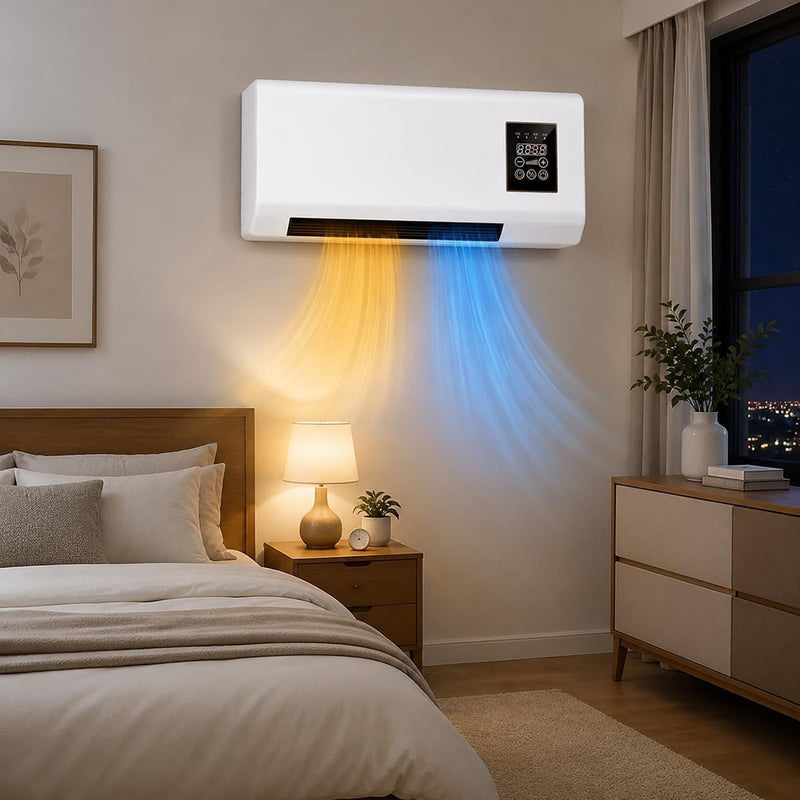 2-In-1 Portable Cooling And Heating System, Ductless Wall Mounted Air Conditioner Fan, Smart Mini AC Unit Heater Combo With Remote & Timer For Bathroom, Bedroom, Garage And RV, 110V(White) (LOCAL PICKUP ONLY)