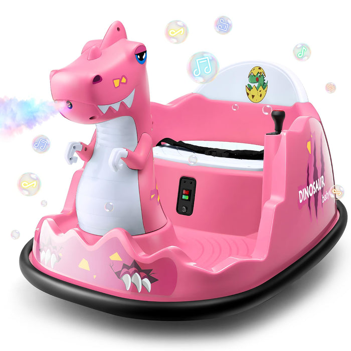 Hikole Toddler Bumper Car With Remote Control - 12V Electric Ride On Bumper Car For Baby With Spray, Music, 3 Speeds, Seat Belt, Indoor & Outdoor Use, Dinosaur Gift For Kids Ages 2-5, Pink (LOCAL PICKUP ONLY)
