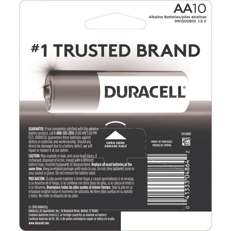 Duracell Coppertop AA Batteries - 10 Pack Alkaline Battery