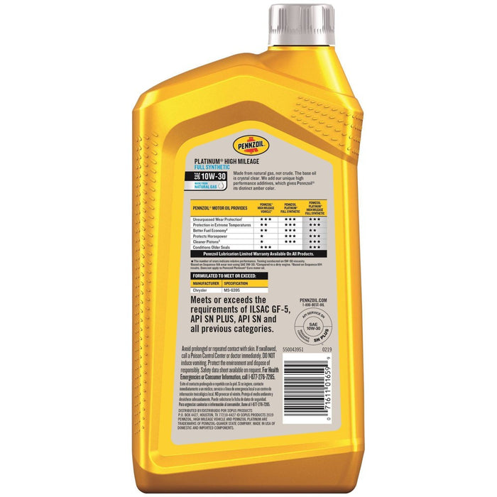 Pennzoil 10W-30 Platinum High Mileage
