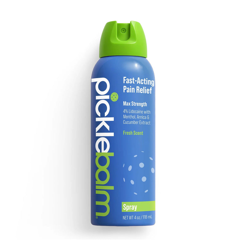 Picklebalm Pickleball In-Game Muscle Pain Relief Spray With 4% Lidocaine, Arnica, Menthol, Cucumber Seed Extract For Shoulders, Knees, Wrists, And More, 4Oz Spray