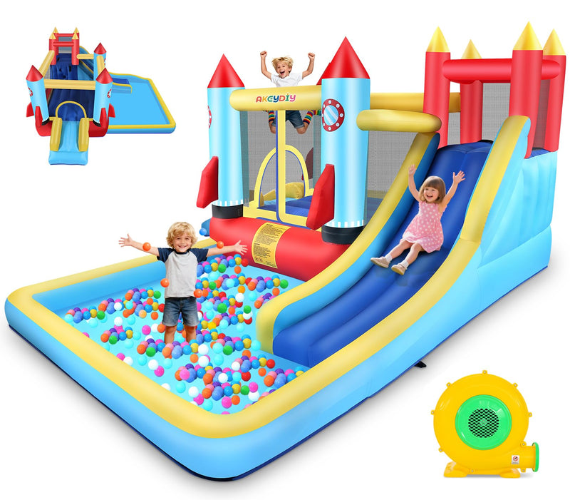 AKEYDIY Bounce House For Big Kids 8-12, Rocket Theme Kids Inflatable Bounce House For 3-6,With Slide,Climbing Wall,Bouncer Area,Pool, Bounce Castle With Blower For Indoor Outdoor Backyard Gift (LOCAL PICKUP ONLY)