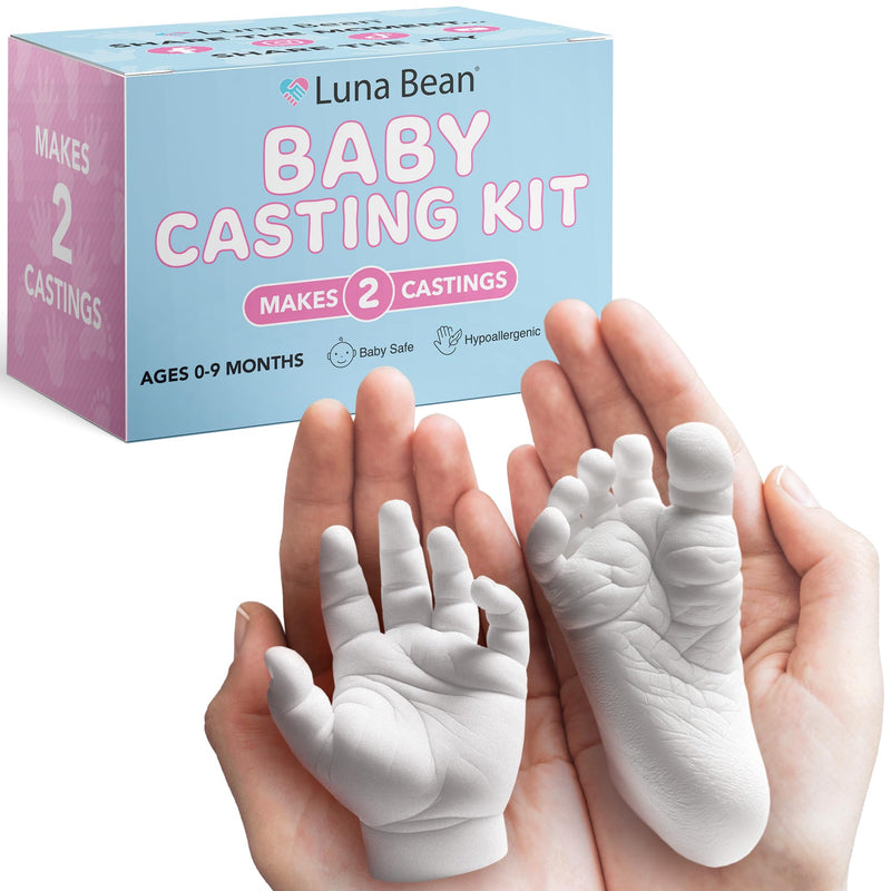 Luna Bean Baby Footprint And Hand Mold Casting Kit (2 Pack) First Time New Mom Gifts - Newborn Foot Handprint Baby Keepsake - Mom To Be Gift