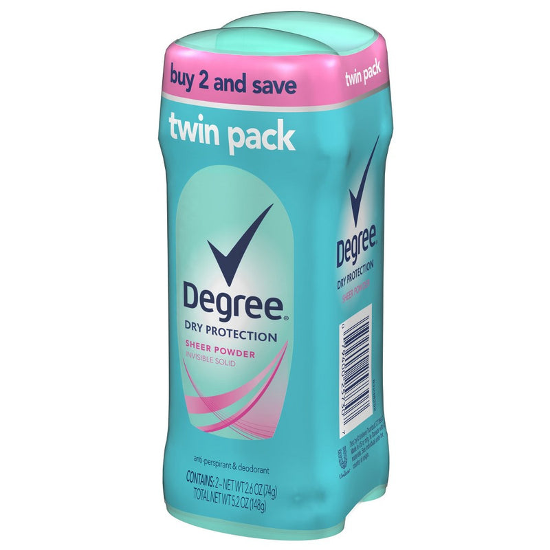 Degree Dry Protection Sheer Powder Invisible Antiperspirant & Deodorant Stick - Twin Pack - 2.6oz