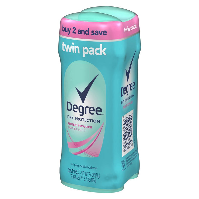 Degree Dry Protection Sheer Powder Invisible Antiperspirant & Deodorant Stick - Twin Pack - 2.6oz