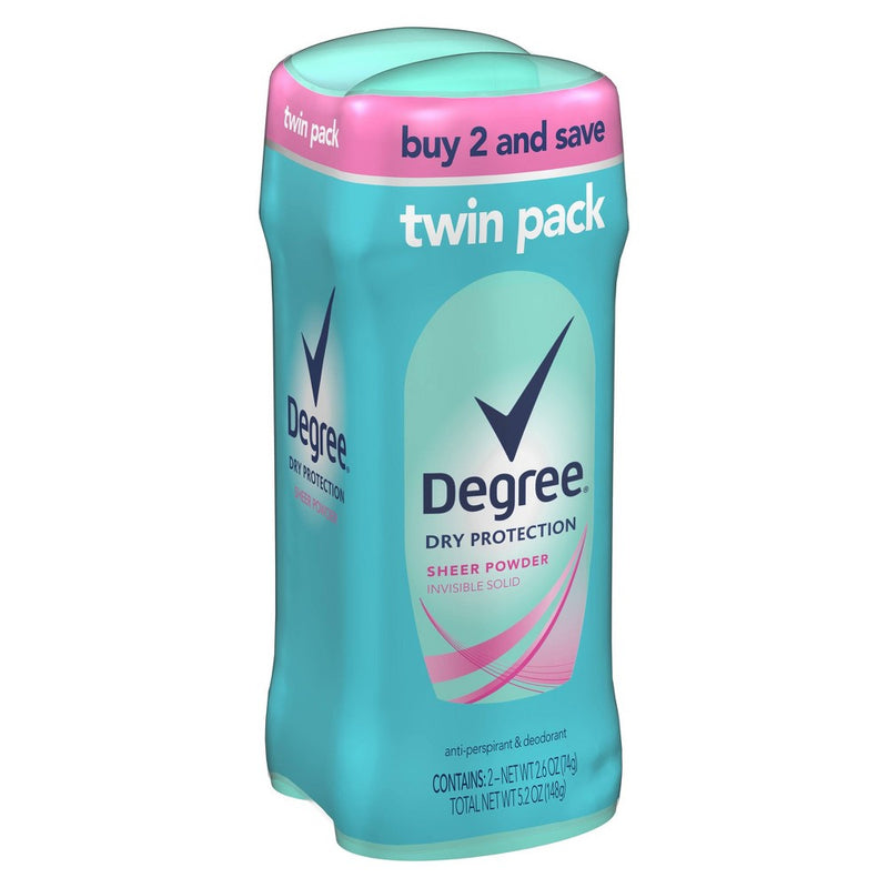 Degree Dry Protection Sheer Powder Invisible Antiperspirant & Deodorant Stick - Twin Pack - 2.6oz
