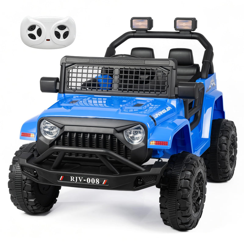 12V 7AH Kids Ride-On Truck Car, Electric Car With Parent Remote Control, Spring Suspension, LED Lights, Bluetooth, Music, Blue (LOCAL PICKUP ONLY)