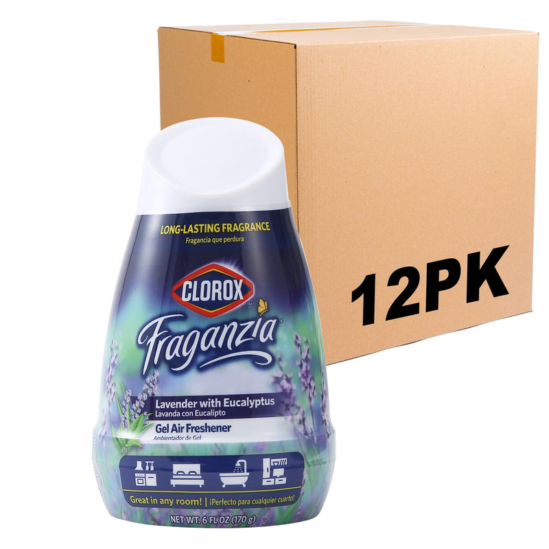 Clorox Fraganzia Gel Air Freshener Cone In Lavender With Eucalyptus Scent, 6Oz - 12 Pack | No-Plug, Battery-Free Air Freshener For Small Rooms, Closets, Kitchens, Bathrooms, Offices And More